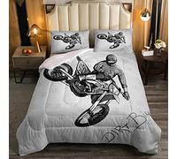 Set di biancheria da letto per motocross e motociclista per bambini con piumone e piumone in microfibra per motocross taglia unica per bambini