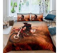 Set di biancheria da letto per motocross Rider con motivo sport estremi, per moto da cross, copripiumino per bambini, ragazzi, ragazze, copriletto in microfibra, decorazione per la camera singola