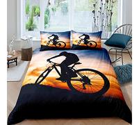 Set di biancheria da letto per mountain bike a tema sport estremo Cool 3D Dirt Bike Decor Comforter Cover Rider Bicicletta Copriletto Collezione Camera da letto 2 pezzi per letto singolo