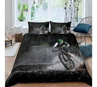Set di biancheria da letto per mountain bike e mountain bike con motivo sport estremi, per ragazzi, ragazze, bambini, adolescenti, copriletto, singolo, con 1 federa