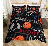 Set di biancheria da letto per pallacanestro 3D Ball Games copripiumino per bambini bambini ragazzi ragazze regalo in microfibra per giocatore di basket nero rosso copriletto singolo