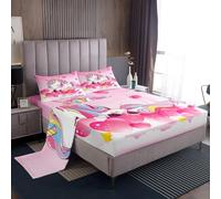 Set di biancheria da letto per ragazze con motivo unicorno, Cuore da sogno, Rosa, per bambini, ragazzi, adolescenti, colori arcobaleno, letti magici per animali, unicorno fantasy, lenzuola, camera, 3