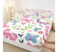 Set di biancheria da letto per ragazze e ragazzi, con lenzuolo con angoli, stile rustico, shabby chic, decorativo, con 1 federa, senza parte superiore, per letto singolo