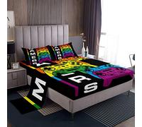 Set di biancheria da letto per ragazzi con motivi ispirati ai videogiochi, controller di gioco, gamepad, console, ultra morbido, misura King Size, 4 pezzi