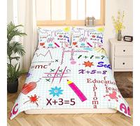 Set di biancheria da letto per ragazzi e ragazze con motivo matematico con formula matematica copripiumino singolo, stile matematico, geometria e scienza, decorazione per camera da letto
