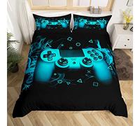 Set di biancheria da letto per videogiochi Super King Set di copripiumino per videogiochi per adolescenti ragazzi ragazzi bambini Geometrico Triangolo Set di 3 pezzi Console Game Controller Camera