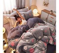Set di Biancheria da Letto re e Inverno Spessa Neve in Flanella invalida a Doppia Faccia a Doppia Faccia a Quattro Pezzi 1,5 m di Copertura piuminole per Vello corallino da Letto Confession_1.2m Bene