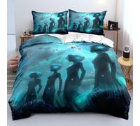 Set di Biancheria da Letto Robot con Chiusura a Cerniera - Copripiumino 260X220 con Stampa Blu Fantasy per Adulti e Bambini - Set Copripiumino 260X220 in Morbida Microfibra di Facile Manutenzione Fut