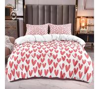 Set di Biancheria da Letto Rosa a Forma di Cuore per Bambine - Copripiumino Matrimoniale con Stampa di Un Motivo D'Amore Dolce e Romantico con Federa - Copripiumino Morbido e Traspirante con Chiusura