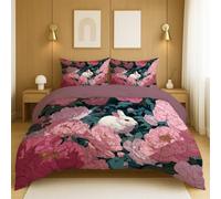 Set di Biancheria da Letto Rosa Bianco Copripiumino Cartoon Fantasia Fiori Coniglio Completa Singola Doppia per camera da letto e soggiorno Duvet Cover 135x200cm(53" x 79")
