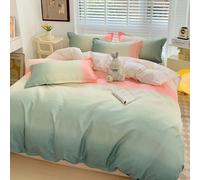 Set di Biancheria da Letto Rosa e Verde Sfumato per Bambine e Ragazzi,Copripiumino 240X220 Reversibile con Motivo Sfumato Colorato,Set Copripiumino 240X220 in Morbida Microfibra Traspirante 2/3 Pezzi