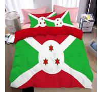 Set di biancheria da letto separare Comforter per tutte le stagioni con 1 federe, 1 pezzi, set di biancheria da letto Stile etnico tradizionale bandiera del Burundi Blu-verde con chiusura lampo