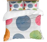Set Di Biancheria Da Letto Singolo In Microfibra 3 Pezzi, Motivo Grandi Punti Colorati Dell'Acquerello Su Sfondo Bianco 3D, Copripiumino Singolo Natalizio 150X200Cm Con 2 Federe 50X80Cm, Per Bambin