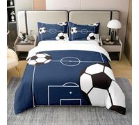Set di biancheria da letto singolo per bambini, motivo pallone da calcio, per ragazzi e ragazze, in 100% cotone, traspirante, decorazione per la camera