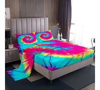 Set di biancheria da letto singolo, stile boho, trippy, swirl, ultra morbido, luminoso, colorato arcobaleno, set di biancheria da letto per donna e adolescente, microfibra