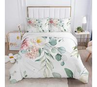 Set di biancheria da letto stampato su un lato, trapunta con animali, piante, fiori, foglie, copripiumino, cuscini, copriletti comodi, 160 x 220 cm (63 "x87")