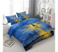 Set di biancheria da letto super king size, motivo architettura naturale, paesaggio Big Ben, morbido, facile da pulire, reversibile, con stampa, lussuoso, in microfibra spazzolata traspirante, con