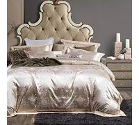Set di Biancheria da Letto tfbhl Grigio, copripiumini Doppi Bianchi Set, coperture per Piumini Doppie di Cotone Set di Biancheria da Letto di Seta in Raso Jacquard 4pcs Letto Doppio Argento
