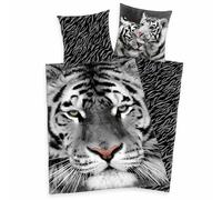 Set Di Biancheria Da Letto Tigre Bianca 135 X 200 Cm 80 X 80 Cm 100% Cotone