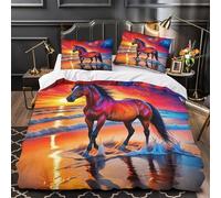 Set Di Biancheria Da Letto Untamed Horse, Microfibra, Con Cerniera, Per Ragazzi E Ragazze, Facile Da Pulire (Animal Art -Single(140x200cm))