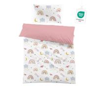 Set di biancheria da letto Yasida arcobaleno 120x150 Rosa per bambini in microfibra colorata con arcobaleno, nuvole, stelle, lune, cuori per ragazze set copripiumino singolo 120x150 e federa 40x60