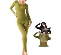 Set di biancheria intima ialuronica ultra sottile, set intimo termico superiore e inferiore mantiene caldo e allevia la secchezza della pelle, abbigliamento termico invisibile per la cura della pelle,