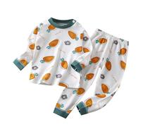 Set di biancheria intima per bambini di Natale in cotone per bambini caldo ragazzi ragazze a maniche lunghe pigiama Dino Pigiama bambini, bianco, 4-5 Jahre