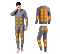 Set Di Biancheria Intima Riscaldata Da Donna Da Uomo Intimo Termico A 28 Zone Set Di Strati Di Base Morbidi Camicie in Pile Pantaloni,S, Men Grey