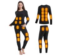 Set Di Biancheria Intima Riscaldata Da Donna Da Uomo Intimo Termico A 28 Zone Set Di Strati Di Base Morbidi Camicie in Pile Pantaloni,XL, Women Black