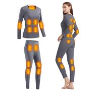 Set Di Biancheria Intima Riscaldata Da Donna Da Uomo Intimo Termico A 28 Zone Set Di Strati Di Base Morbidi Camicie in Pile Pantaloni,3XL, Women Grey