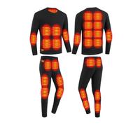 Set di Biancheria Intima riscaldata elettrica da Uomo 28 Zone Pantaloni riscaldanti Intelligenti USB e, Lavabile r Strato di Base riscaldato da Uomo, Nero, XXL