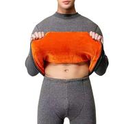 Set di biancheria intima termica a collo alto in pile dorato, da uomo e donna, con imbottitura spessa, pantaloni Qiu Jie Qiu in un set di due anziani per interni ed esterni, regali di Natale, Grigio