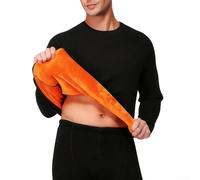 Set di biancheria intima termica da uomo in velluto per taglie forti, calzamaglia lunga e maglia a maniche lunghe, abbigliamento interno per uso casual per la stagione fredda (5XL, nero)