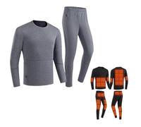 Set di Biancheria Intima Termica riscaldata da Uomo, Base Layer Termico con Ricarica USB da Uomo 28 Zone di Riscaldamento, Abbigliamento Termico riscaldante, Grigio, XXL