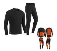 Set di Biancheria Intima Termica riscaldata da Uomo, Base Layer Termico da Uomo Freddo R Ricarica USB 28 Zone di Riscaldamento, Abbigliamento Termico Riscaldante, Nero, 5XL