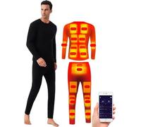 Set di Biancheria Intima Termica Riscaldata, Tuta Termica Riscaldante Uomo con 5 Temperature, 20 Zone di Riscaldamento, Maglia Intima Termica + Pantaloni Riscaldati Uomo (Senza Batteria) (Black, M)