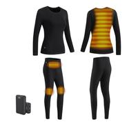 Set Di Biancheria Intima Termica Set Di Biancheria Intima Termica Riscaldata Elettrica USB Con Fodera in Pile,XS, Women Black