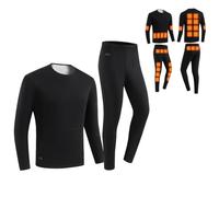 Set di Biancheria Intima Termica Unisex USB Smart Heated Base Layer con 30 Zone di Riscaldamento, Pantaloni riscaldanti Lavabili e, Nero, 3XL