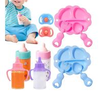 Set di biberon per bambole: alimentazione simulata per bambole, accessorio per giochi di ruolo, stoviglie per la cura dei giocattoli, biberon per giochi per bambini con design a bordo liscio | Set