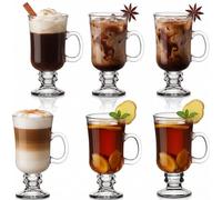 Set di bicchieri da caffè irlandese Platinux con manico 270ml (6 pezzi) Latte Macchiato Glass Cocoa Coffee Glass