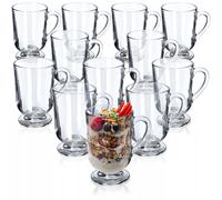 KADAX Bicchieri da Caffè in Vetro Trasparente, Tazze Eleganti con Manico e Piede per Cioccolata Calda, Cappuccino e Irish Coffee (Set di 12, 300 ml)