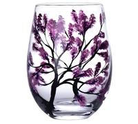 Set Di Bicchieri Da Vino Four Seasons Tree - Bicchieri Senza Stelo Dipinti A Mano Con Colori Primavera, Estate, Autunno, Inverno - Fiori E Foglie(Spring B)
