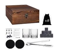 Set di bicchieri da whisky con pietre - Set di bicchieri da whisky in scatola di legno, con fondo spesso per la festa del papà, il fidanzamento, l'inaugurazione della casa, i compleanni