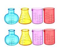 Set di bicchieri di plastica colorati da 8 pezzi con diverse forme, kit di scienze educative in plastica per studi di chimica di esperimenti fai-da-te
