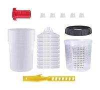 Set di bicchieri per miscelatori di colori, con 10 pezzi, 600 ml, usa e getta, 10 coperchi con filtri, 1 tazza rigida con anello di supporto, 1 agitatore, 1 adattatore, 5 tappi di chiusura