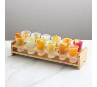 Set di bicchierini da liquore con supporto, tazze in vetro trasparente da 30 ml e vassoio organizer in bambù per liquori e liquori, accessori per bar e feste, per casa, club, bere bambù, trasparenti