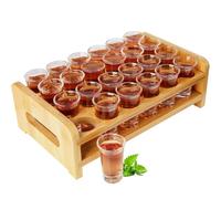 Set di bicchierini da shot, supporto per cocktail e bicchiere, 24 fori con cristallo trasparente, 24 pezzi, 15 ml-20ml, per liquori, whisky, brandy, vodka, rum a casa