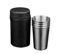 Set di bicchierini da vino in acciaio inox con comoda borsa per il trasporto per piacere (70 ml)