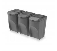 Set di bidoni cestini contenitori per segregazione rifiuti Tre colori 3x35L