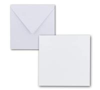 Set di biglietti bianchi quadrati, 15 x 15 cm con buste, per auguri, inviti e molto altro, della serie FarbenFroh® by GUSTAV NEUSER® 50 Sets 10 - bianco brillante.
